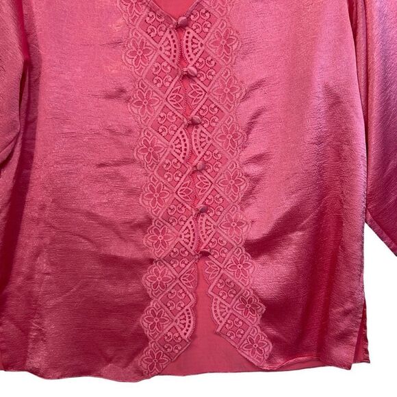 Vintage Victoria's Secret button up Vintage Gold Label PJ Top sz M - Picture 3 of 15